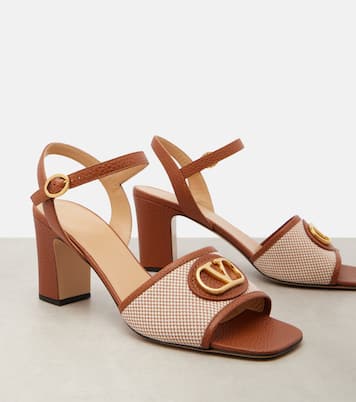 VLogo 75 leather-trimmed canvas sandals | Valentino Garavani