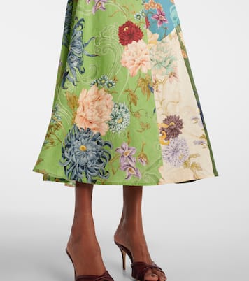 Avery floral linen midi dres | Alémais