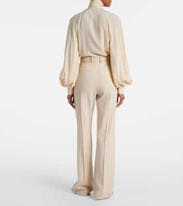 Belted linen and wool straight pants | Loro Piana