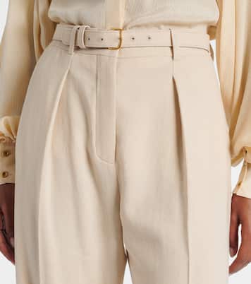 Belted linen and wool straight pants | Loro Piana