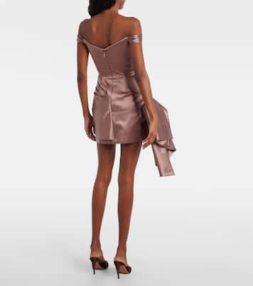 Off-shoulder cotton and silk satin minidress | Alex Perry