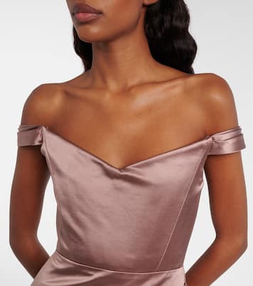 Off-shoulder cotton and silk satin minidress | Alex Perry