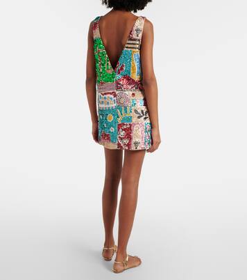 x LRNCE Jazz sequined linen minidress | Alémais