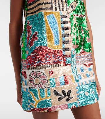 x LRNCE Jazz sequined linen minidress | Alémais