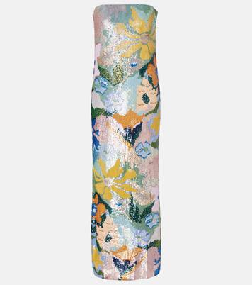 Embroidered jacquard corset gown | Là Fuori