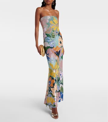 Embroidered jacquard corset gown | Là Fuori