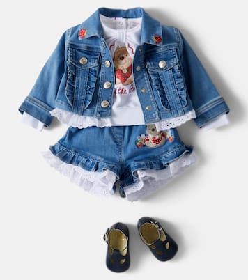 x Disney® baby embroidered denim shorts | Monnalisa