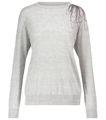 Jersey de lino y algodón adornado | Brunello Cucinelli