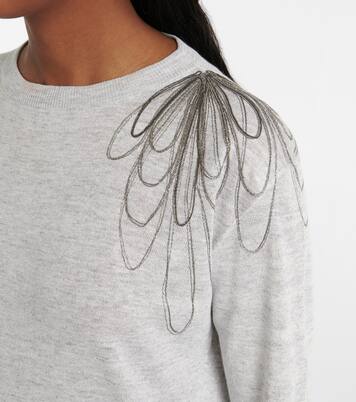 Jersey de lino y algodón adornado | Brunello Cucinelli