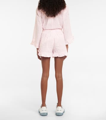 Shorts in seersucker a righe | Ganni