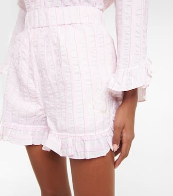Shorts in seersucker a righe | Ganni