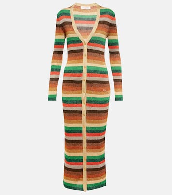 Lurex® striped V-neck midi dress | Valentino