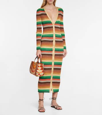 Lurex® striped V-neck midi dress | Valentino