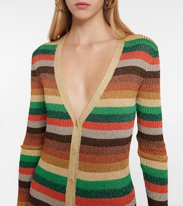 Lurex® striped V-neck midi dress | Valentino