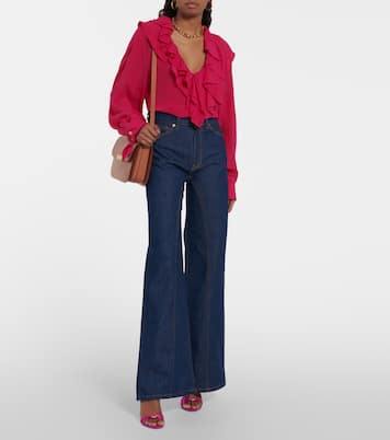 Ruffled silk crêpe de chine blouse | Victoria Beckham