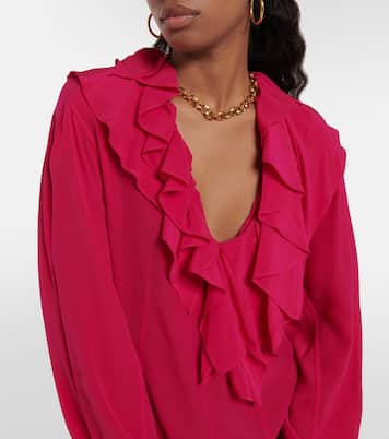 Ruffled silk crêpe de chine blouse | Victoria Beckham