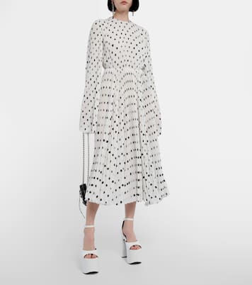 Abito midi in crêpe plisé a pois | Balenciaga