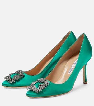 Escarpins Hangisi en satin à ornements | Manolo Blahnik