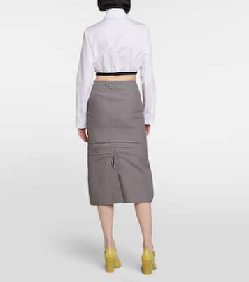 Falda midi en mezcla de lana | Prada