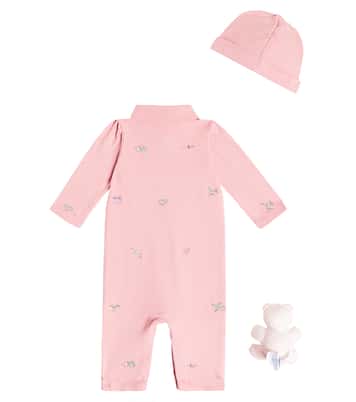 Baby cotton onesie, hat, and teddy bear set | Polo Ralph Lauren Kids