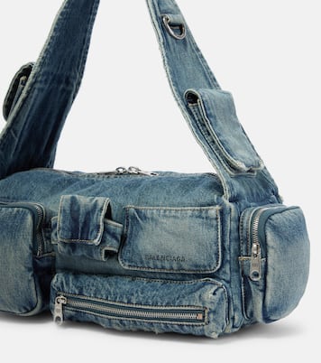 Borsa a spalla Superbusy Small in denim | Balenciaga