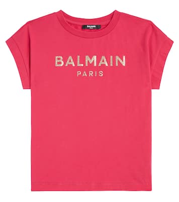 T-shirt in jersey di cotone con logo | Balmain Kids