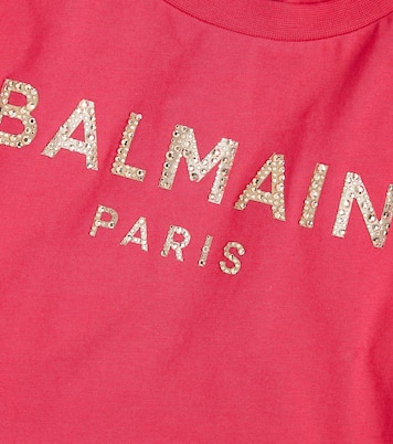 T-shirt in jersey di cotone con logo | Balmain Kids