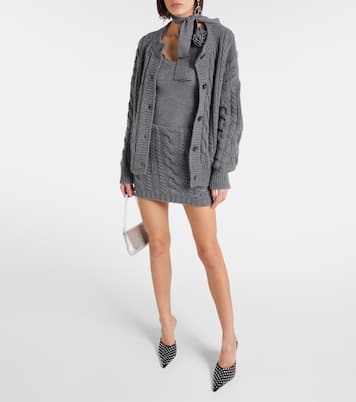 Cardigan in lana e cashmere a trecce | Blumarine