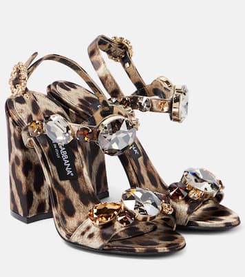 Sandales Keira 105 en satin à motif léopard | Dolce&Gabbana