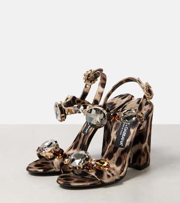 Sandales Keira 105 en satin à motif léopard | Dolce&Gabbana