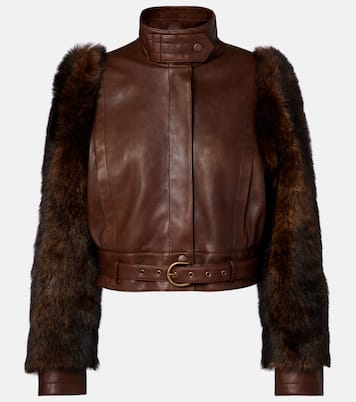 Giacca cropped in pelle con shearling | Chloé