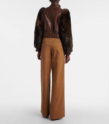 Giacca cropped in pelle con shearling | Chloé