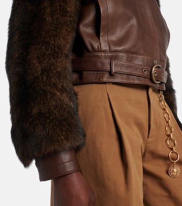 Giacca cropped in pelle con shearling | Chloé