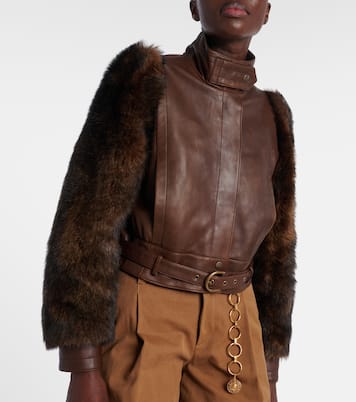 Giacca cropped in pelle con shearling | Chloé