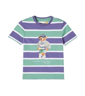 T-shirt Polo Bear rayé en coton | Polo Ralph Lauren Kids