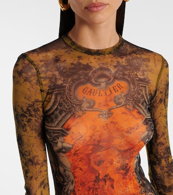 Bedrucktes Maxikleid Médallion aus Mesh | Jean Paul Gaultier