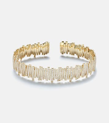 Medium 18kt gold bangle with diamonds | Suzanne Kalan
