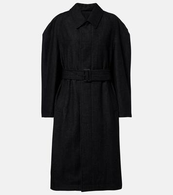 Belted wool and cotton twill coat | Lemaire