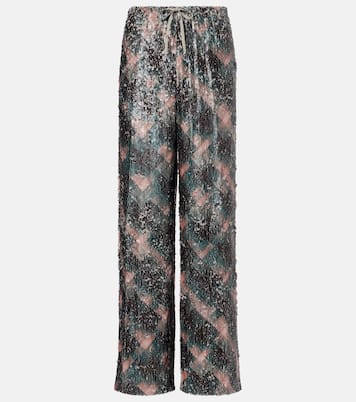 Checked sequined palazzo pants | Dries Van Noten