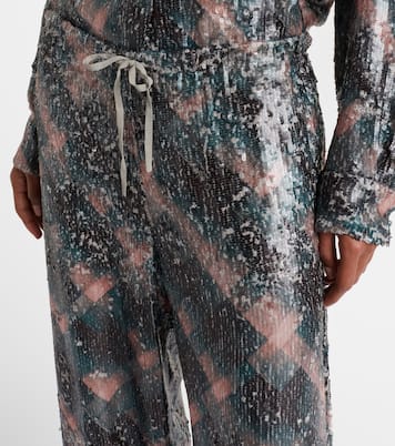 Checked sequined palazzo pants | Dries Van Noten