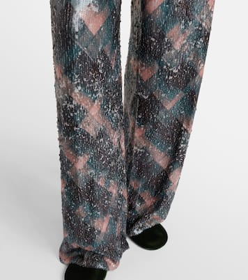 Checked sequined palazzo pants | Dries Van Noten