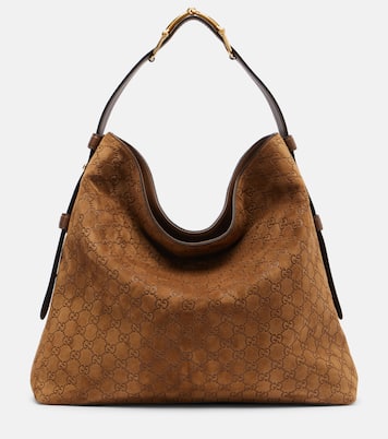 Maxi Horsebit 라지 스웨이드 토트 백 | Gucci