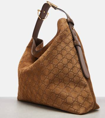 Maxi Horsebit 라지 스웨이드 토트 백 | Gucci