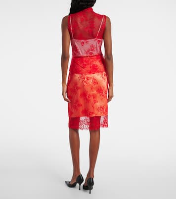 Tie-neck silk-trimmed lace top | Jacques Wei