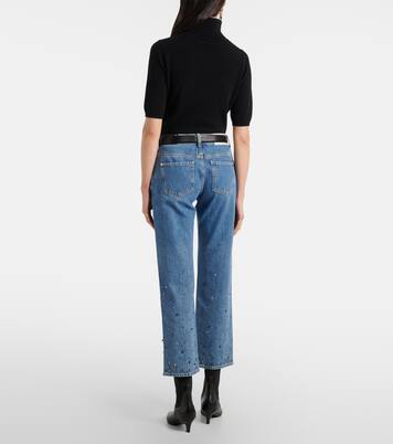 Straight Cropped-Jeans Calie mit Kristallen | 7 For All Mankind
