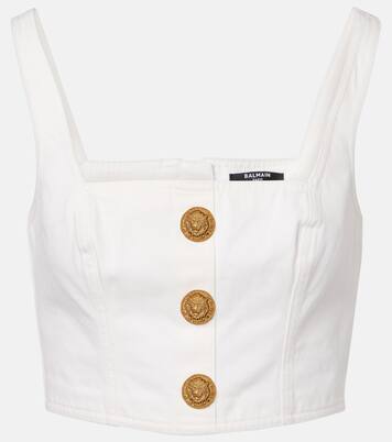 Cropped-Top aus Denim | Balmain