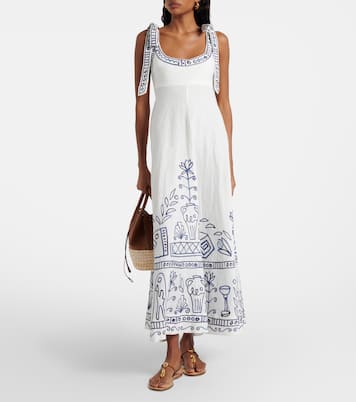 x LRNCE Leela printed linen maxi dress | Alémais