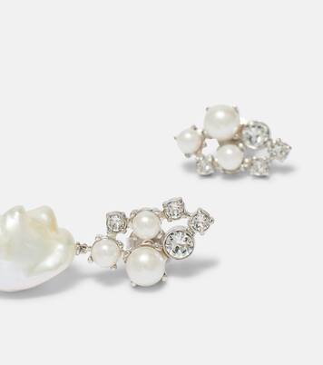 Crystal and faux pearl-embellished earrings | Givenchy
