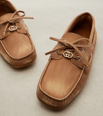 GG leather boat shoes | Gucci