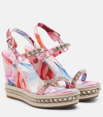 Pyra Clou studded floral chiné espadrille wedges | Christian Louboutin